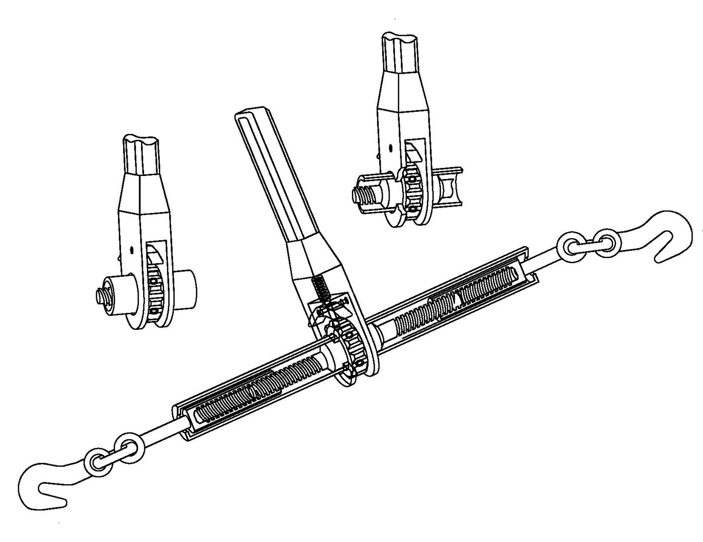 Chain binder ISO cutaway CAD drawing by Dane Madson